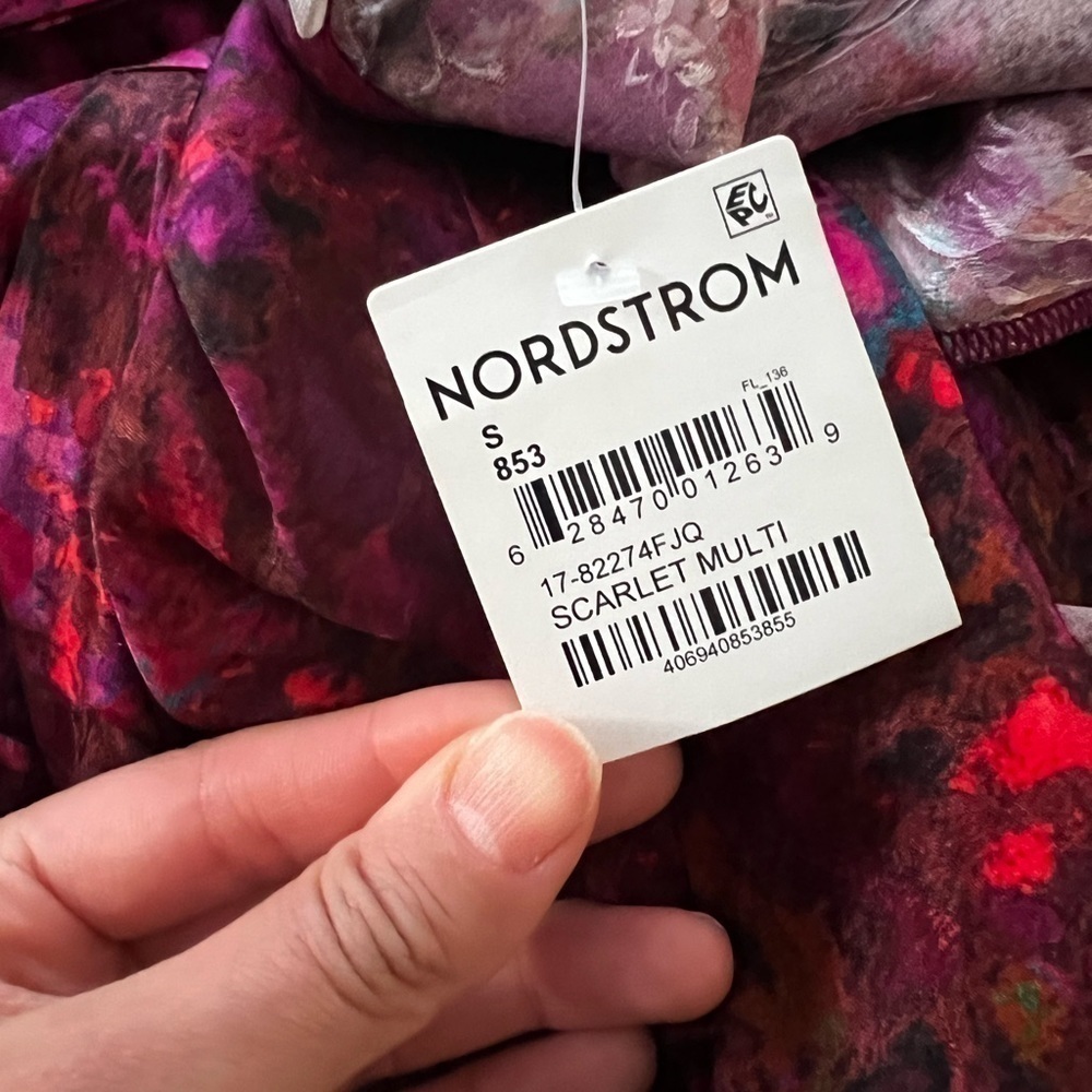 NWT RONNY KOBO Lula Silk Floral Draped Bow Burgundy Mini Dress Sz S - Picture 6 of 6